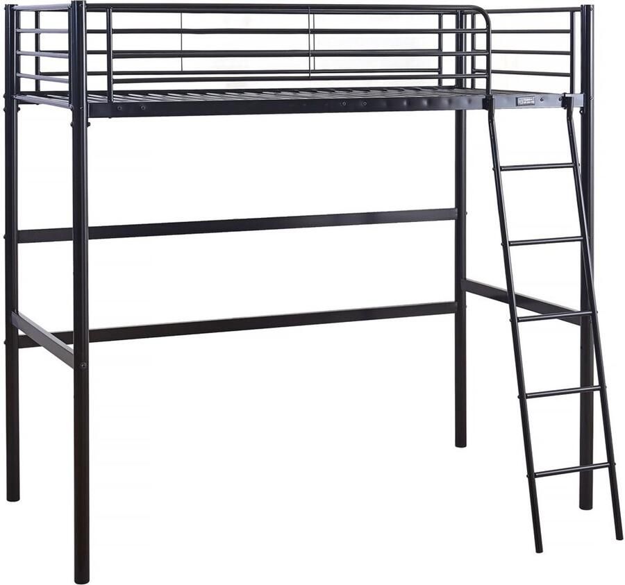 Habitat et Jardin Eenpersoonsbed hoogslaper metaal bed Alora 90 x 190 cm Zwart