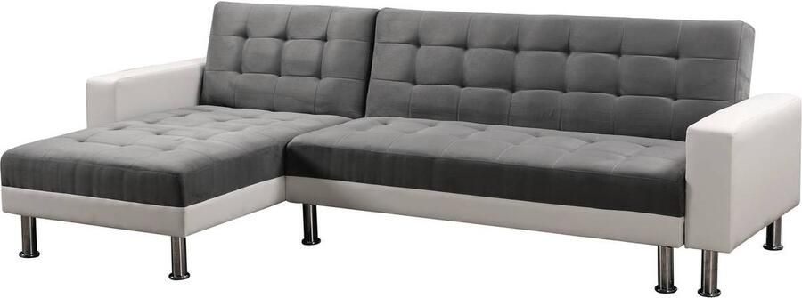 Habitat et Jardin Hoekbank slaapbank meubel links of rechts bank Theo 258 x 82 147 x 82 cm 4 zits Wit Grijs