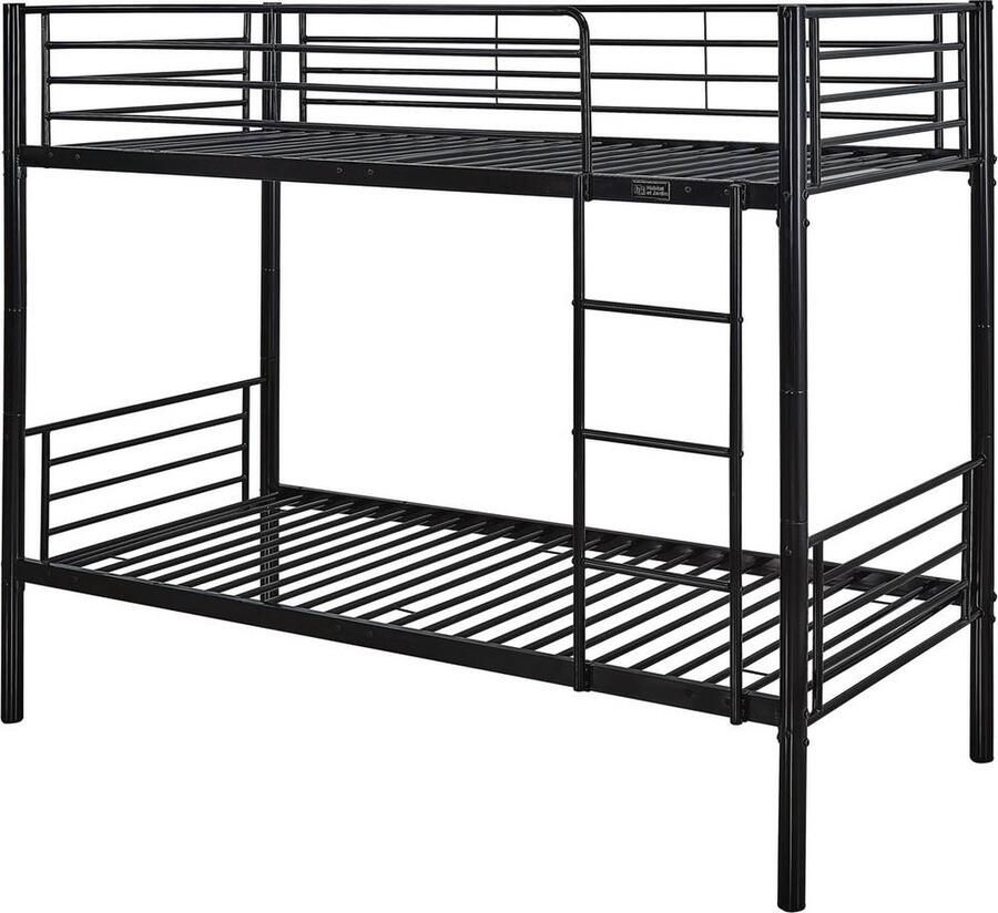 Habitat et Jardin Stapelbed twee eenpersoonsbedden metaal ADAM inclusief lattenbodem 90 x 190 cm Metaal Zwart