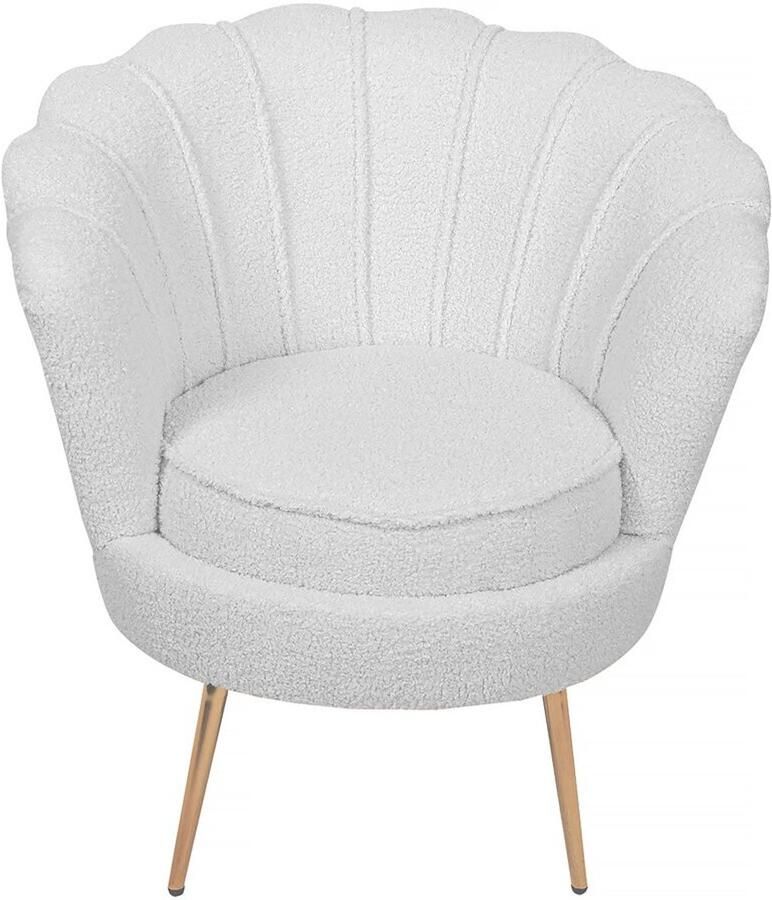 Habitat et Jardin Stoel fauteuil bouclé stof Floria 75 x 68 x 77 5 cm Wit