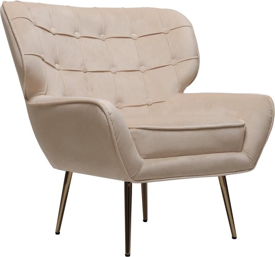Habitat et Jardin Stoel fauteuil velours fluweel Austin 79 x 71 x 79 5 cm Beige lichtbruin
