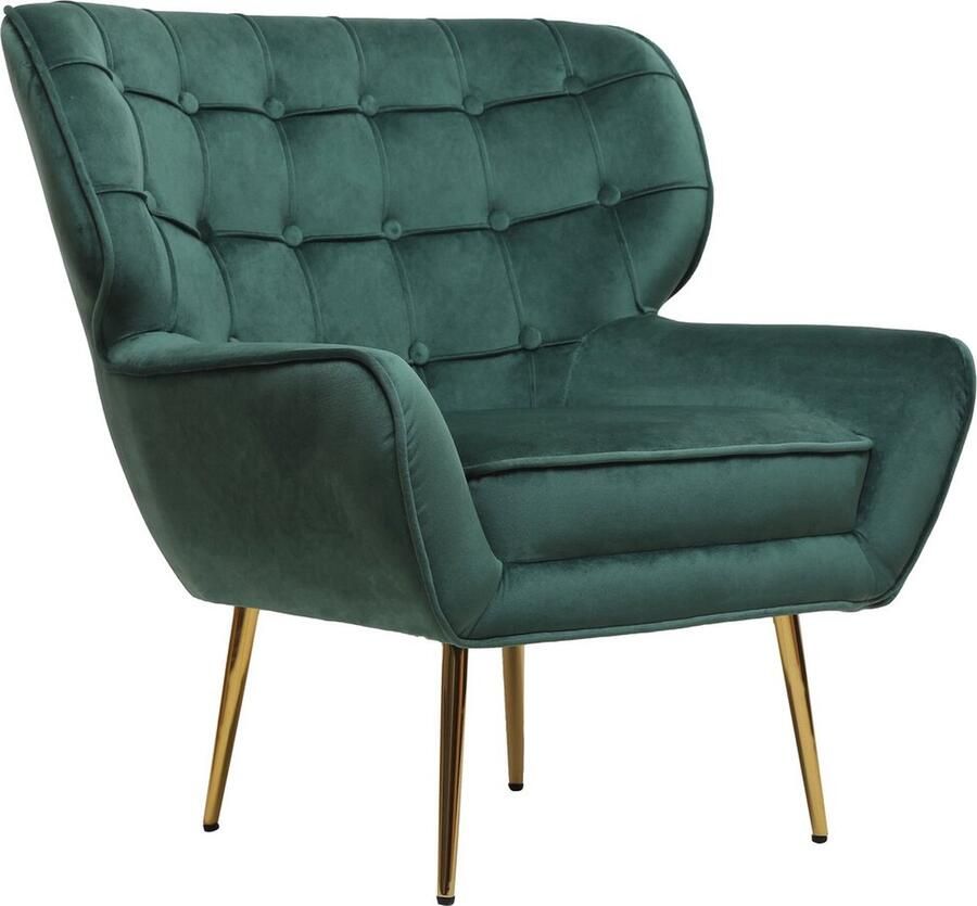 Habitat et Jardin Stoel fauteuil velours fluweel Austin 79 x 71 x 79 5 cm Groen