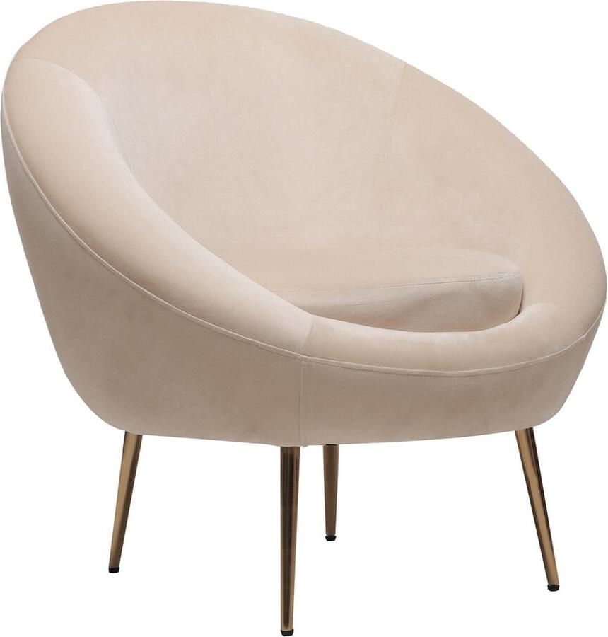 Habitat et Jardin Stoel fauteuil velours fluweel Cocon 77 x 74 x 77 5 cm Beige lichtbruin