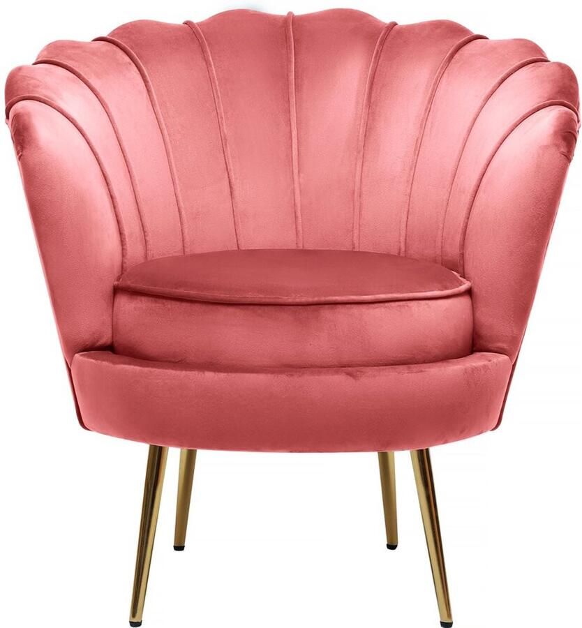Habitat et Jardin Stoel fauteuil velours fluweel Floria 70 x 73 x 76 cm Rose