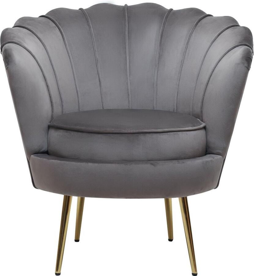 Habitat et Jardin Stoel fauteuil velours fluweel Floria 75 x 68 x 77 5 cm Grijs