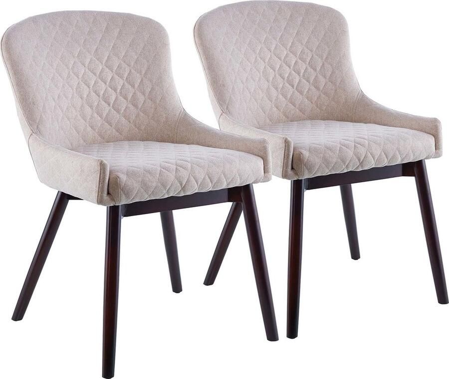 Habitat et Jardin Stoelen set 2 stuks eetkamerstoelen Tabor Beige lichtbruin