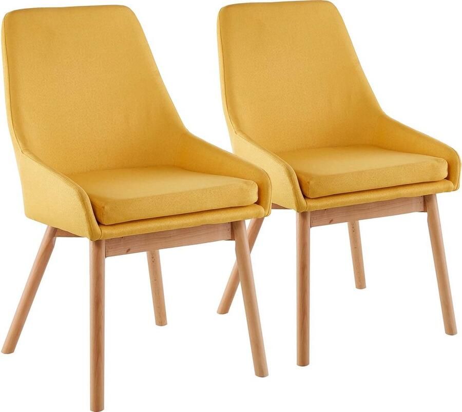 Habitat et Jardin Stoelen set 2 stuks eetkamerstoelen Tamiko Geel