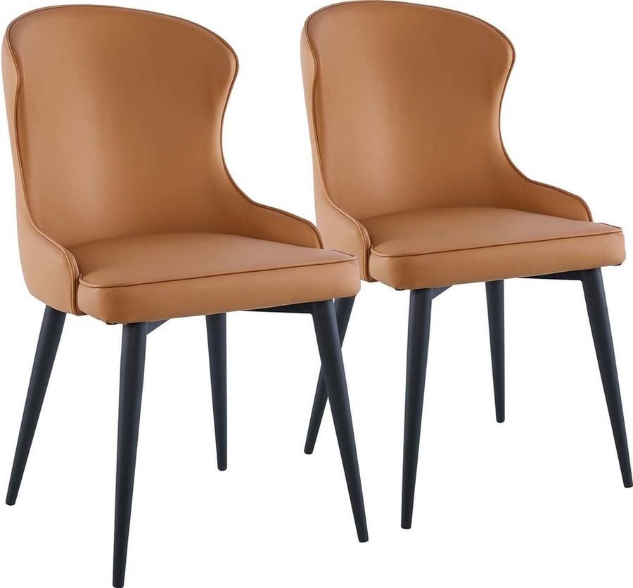 Habitat et Jardin Stoelen set 2 stuks eetkamerstoelen Tina Bruin kastanjebruin