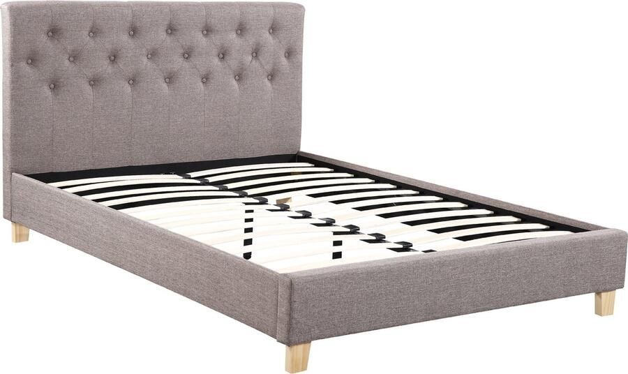 Habitat et Jardin Tweepersoonsbed bed bedframe Emmy 140 x 190 cm Taupe grijs bruin