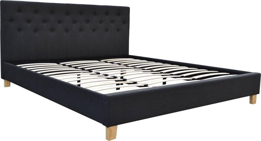 Habitat et Jardin Tweepersoonsbed bed bedframe Emmy 180 x 200 cm Grijs Donkergrijs