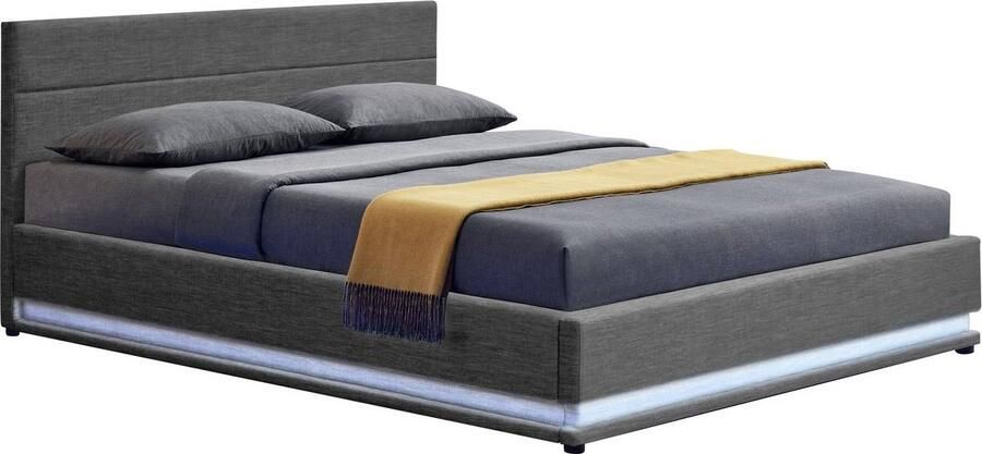 Habitat et Jardin Tweepersoonsbed bed met led verlichting Anastasia 140 x 190 Grijs Donkergrijs