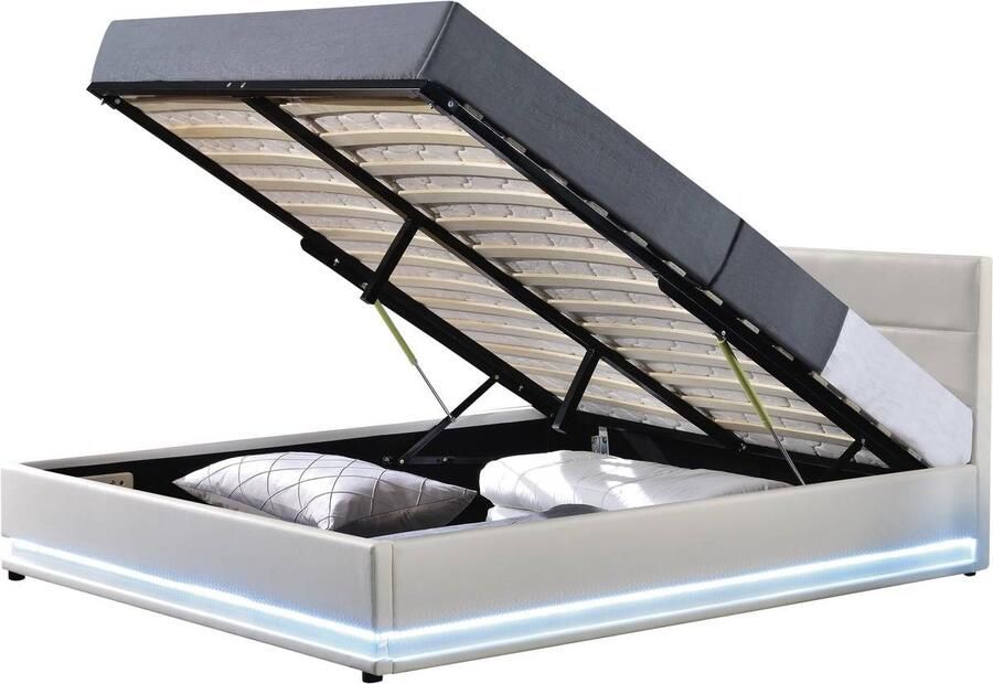 Habitat et Jardin Tweepersoonsbed bed met led verlichting Anastasia 160 x 200 cm Wit