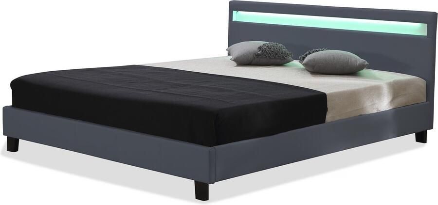 Habitat et Jardin Tweepersoonsbed bed met led verlichting Maria 160 x 200 cm Grijs