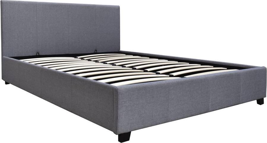 Habitat et Jardin Tweepersoonsbed met opbergruimte bed Carla 140 x 190 Grijs