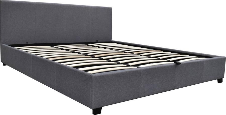 Habitat et Jardin Tweepersoonsbed met opbergruimte bed Carla 180 x 200 Grijs