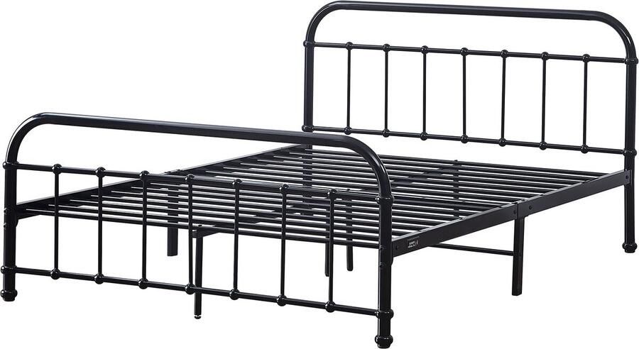 Habitat et Jardin Tweepersoonsbed metalen bedframe bed 140 x 190 cm HAVIN Zwart