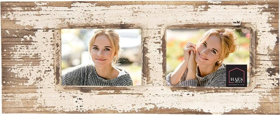HAES deco Duo Fotolijst 13x18 Shabby Chic kleur Beige formaat 56x2x23 cm voor foto 13x18 cm (2)