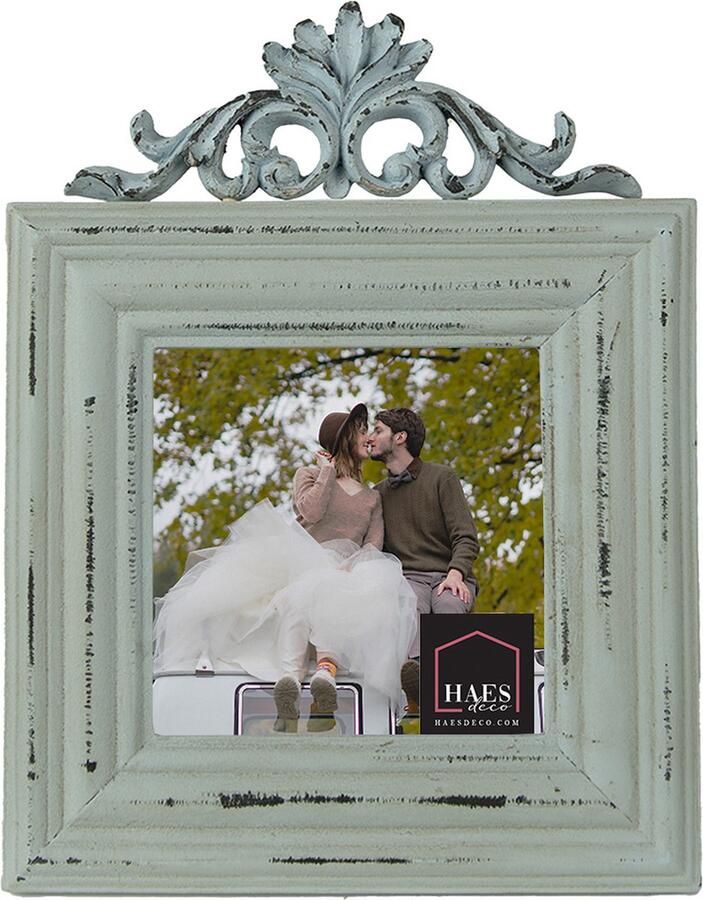 HAES deco Fotolijst 10x10 Farm Living kleur Groen formaat 16x2x21 cm voor foto 10x10 cm