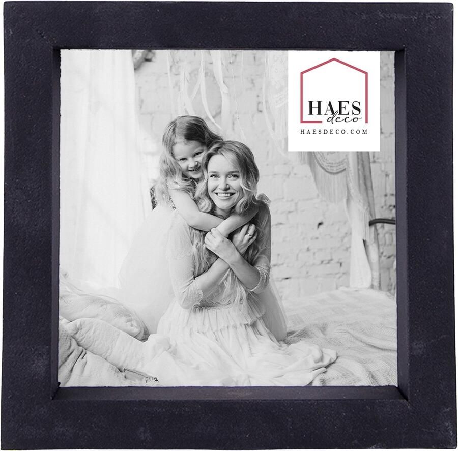 HAES deco Fotolijst 10x10 Farm Living kleur Zwart formaat 12x4x12 cm voor foto 10x10 cm