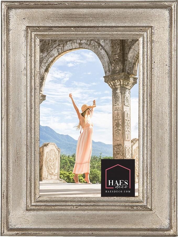 HAES deco Fotolijst 10x15 Farm Living kleur Zilverkleurig formaat 16x2x21 cm voor foto 10x15 cm