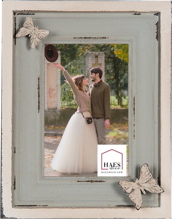 HAES deco Fotolijst 10x15 Loving Chic kleur Blauw formaat 17x3x21 cm voor foto 10x15 cm