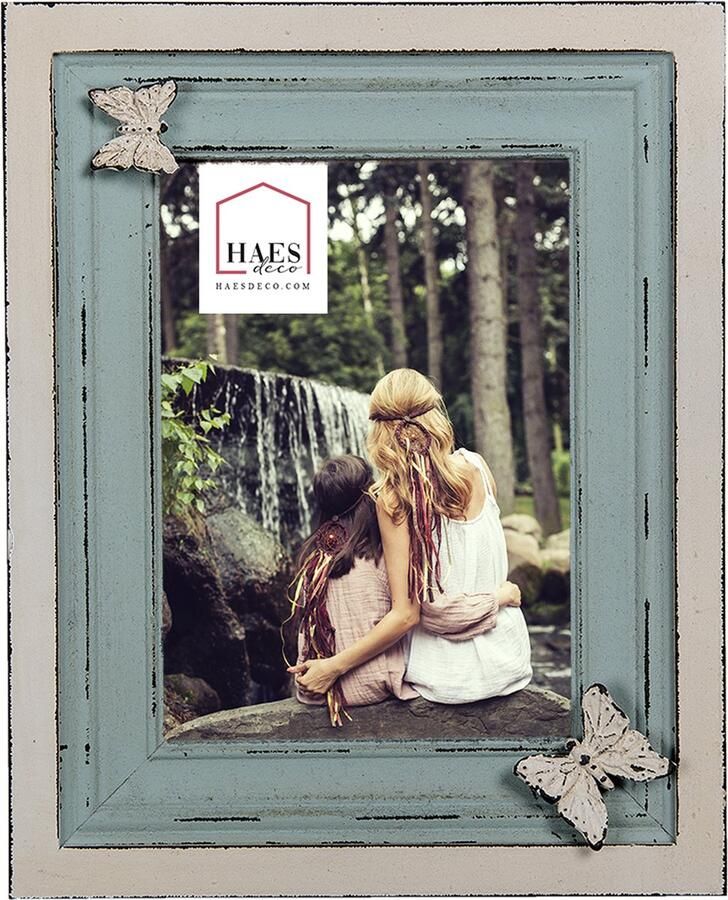 HAES deco Fotolijst 13x18 Farm Living kleur Blauw formaat 21x2x26 cm voor foto 13x18 cm