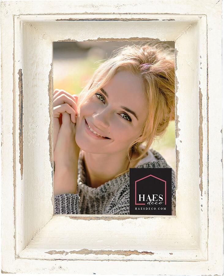 HAES deco Fotolijst 13x18 Shabby Chic kleur Wit formaat 20x4x25 cm voor foto 13x18 cm