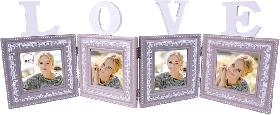 HAES deco Multi Fotolijst 10x10 (4) Farm Living kleur Grijs formaat 65x1x23 cm voor foto 10x10 cm (4)