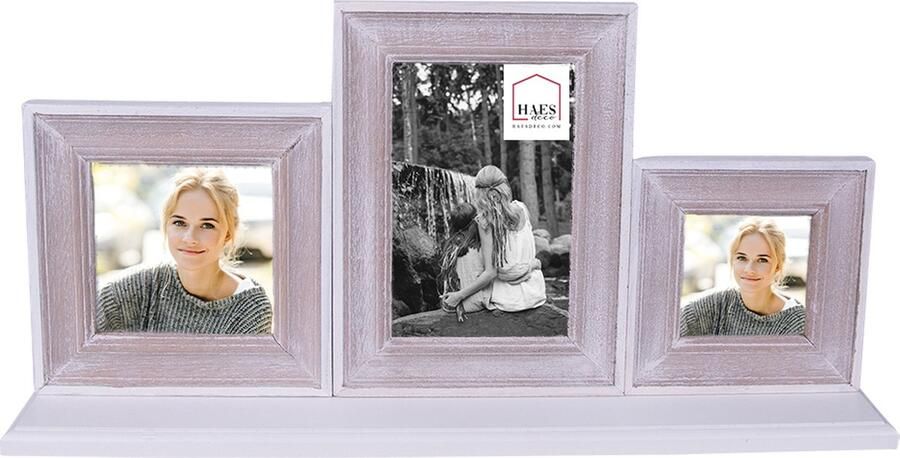 HAES deco Multi Fotolijst 10x15 Farm Living kleur Bruin formaat 43x6x21 cm voor foto 7x7 10x10 10x15 cm