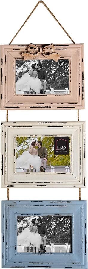 HAES deco Multi Fotolijst 13x9 (3) Farm Living kleur Roze formaat 19x3x59 cm voor foto 13x9 cm (3)