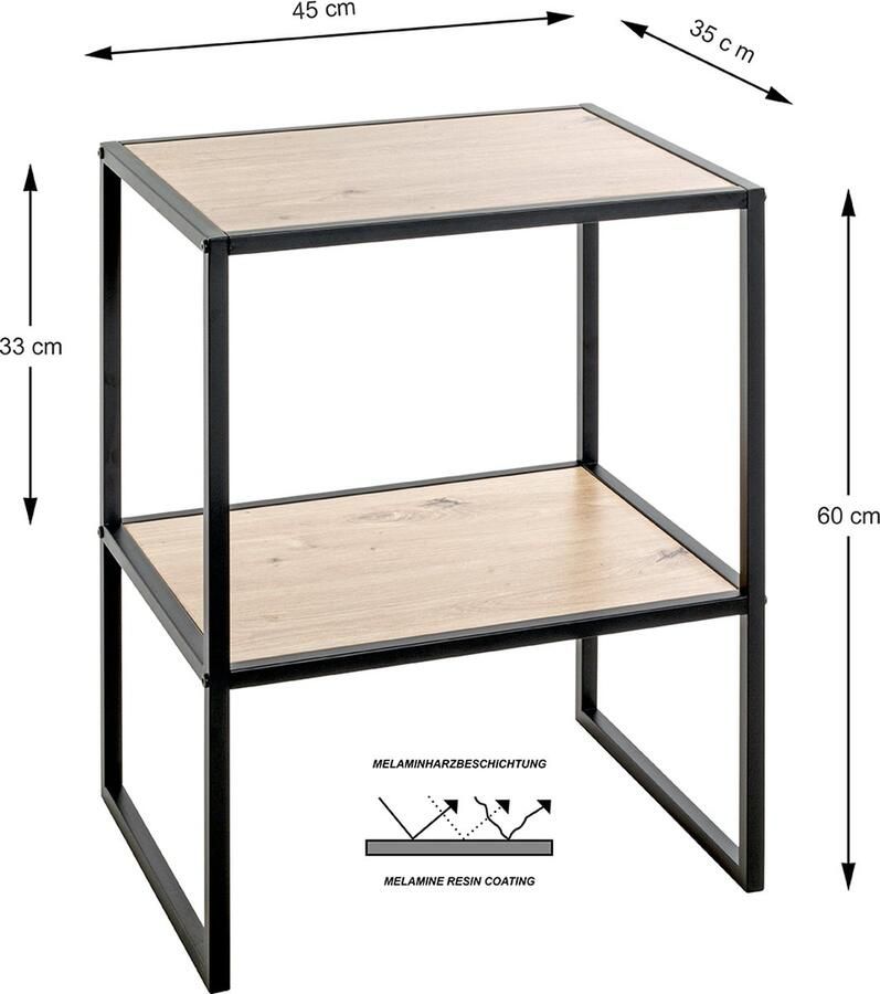 Haku EMOB Bijzettafel 45 x 35 x 60 cm Light Oak-design Hoektafels Bruin MDF; Metaal Hoektafels Op voorraad