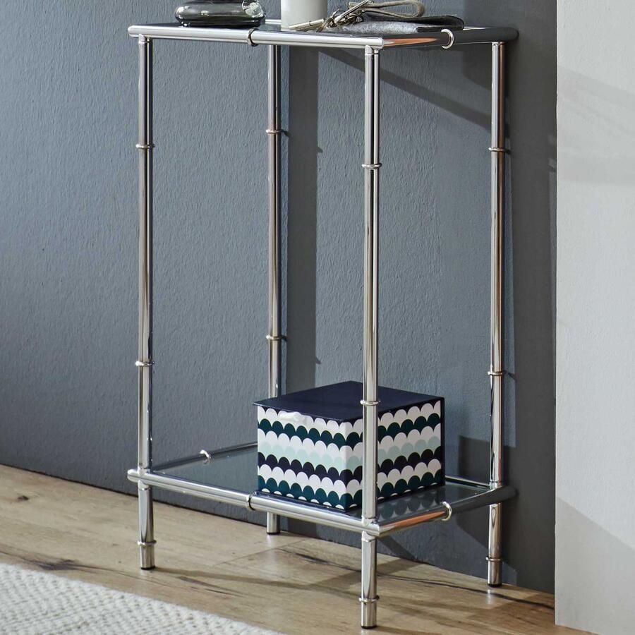 Haku Bijzettafel 50 x 25 x 75 cm Metaal Bijzettafel Zilver Metaal