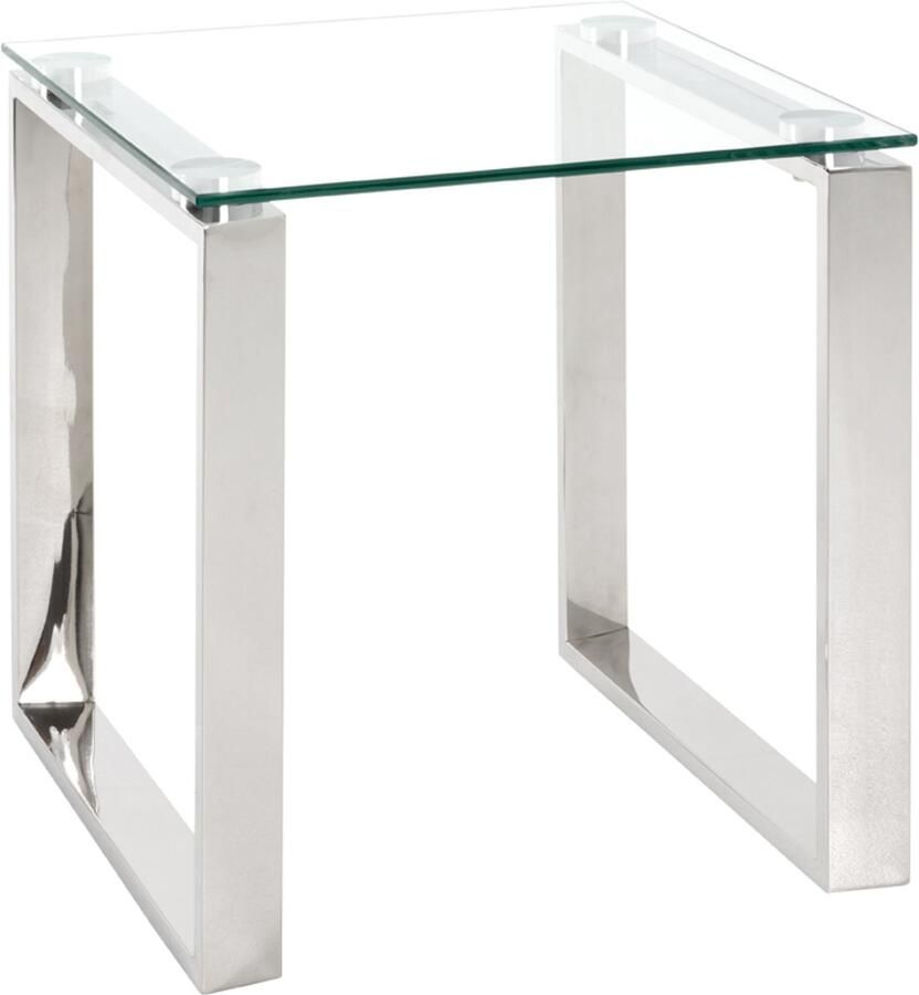Haku EMOB Bijzettafel Bella 42x42x45 cm Staal veiligheidglas Hoektafels Zilver Glas Hoektafels Op voorraad