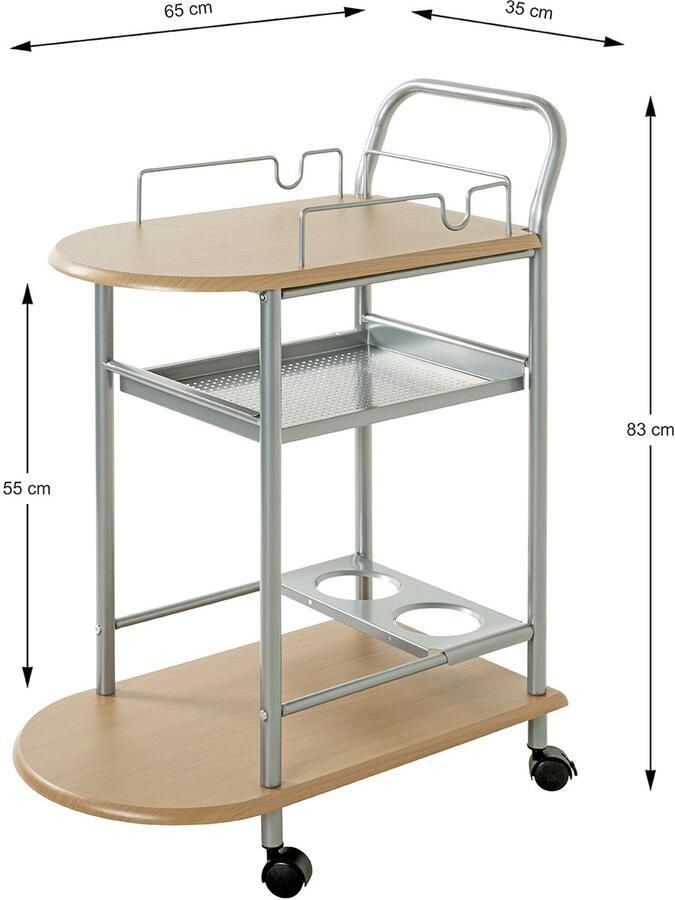 Haku Keukentrolley met beukenhouten planken 15 kg draagvermogen