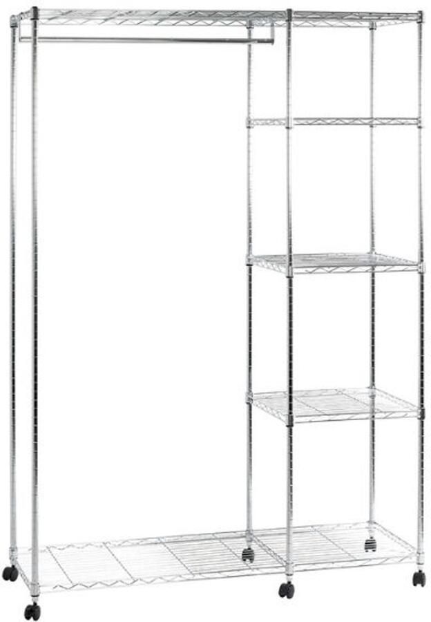 Haku Kledingtrolley 123 x 45 x 181 cm Verchroomd staal Zilverkleurig - Foto 3