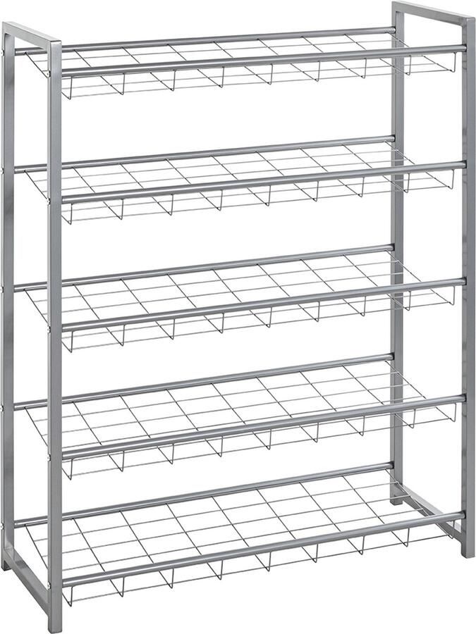 Haku Schoenenrek met 5 planken Metalen frame Aluminiumkleur Schoenenrek Zilver Metaal - Foto 2