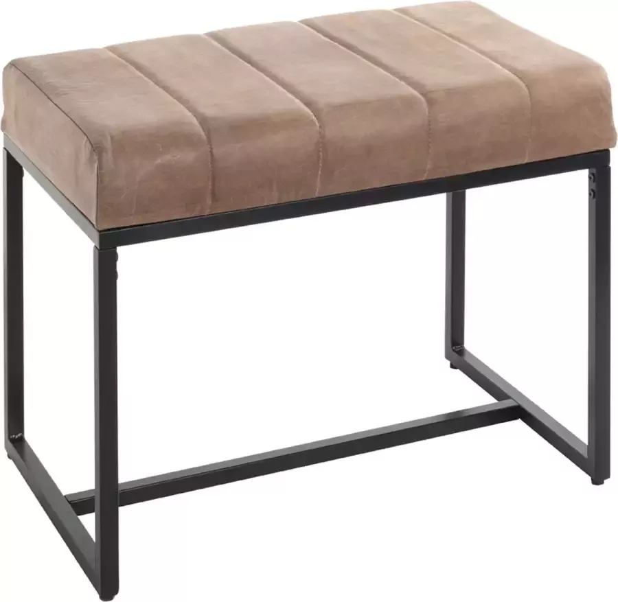 HK-Shop Bankje – Volnerf leder in beige – Extra dikke zitting chique design – 48 cm hoog 60 cm breed 38 cm diep