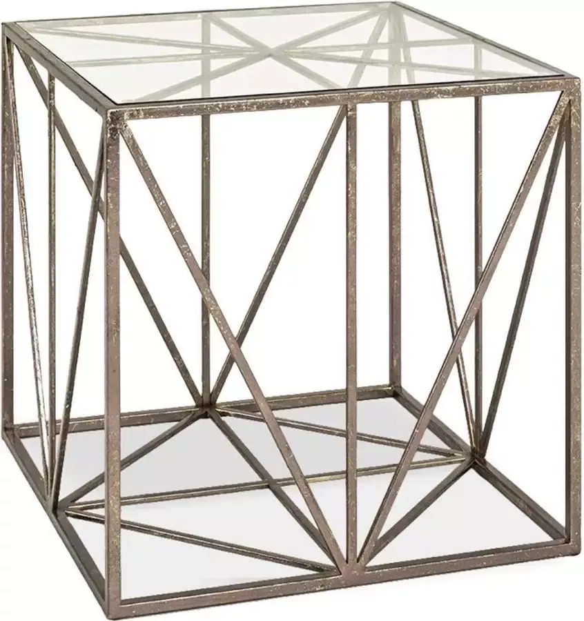 HakuShop Bijzettafel Brons Metaal Geometrische vormen Vierkant 50x50x50