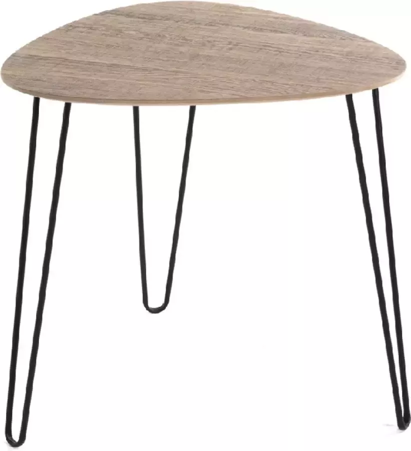 HK-Shop HakuShop Bijzettafel Eiken MDF Sierlijk Eiken decor blad 40x40x43