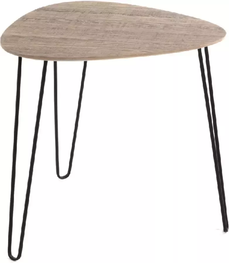 HK-Shop HakuShop Bijzettafel Eiken MDF Sierlijk Eiken decor blad 48x48x48