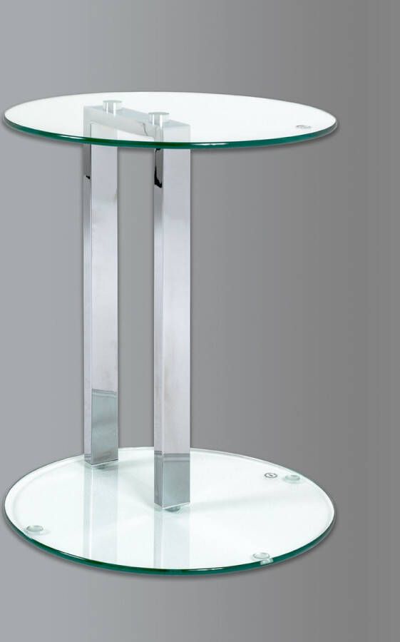 HakuShop Bijzettafel gehard 8mm veiligheids glas ruim 6kg rond glazen bijzet tafel Strak stoer ronde designer tafel op krasvrije voetjes |40x40x50cm