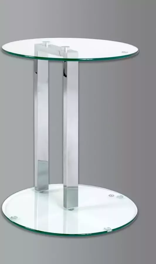 HakuShop Bijzettafel gehard 8mm veiligheids glas ruim 6kg rond glazen bijzet tafel Strak stoer ronde designer tafel op krasvrije voetjes |40x40x50cm