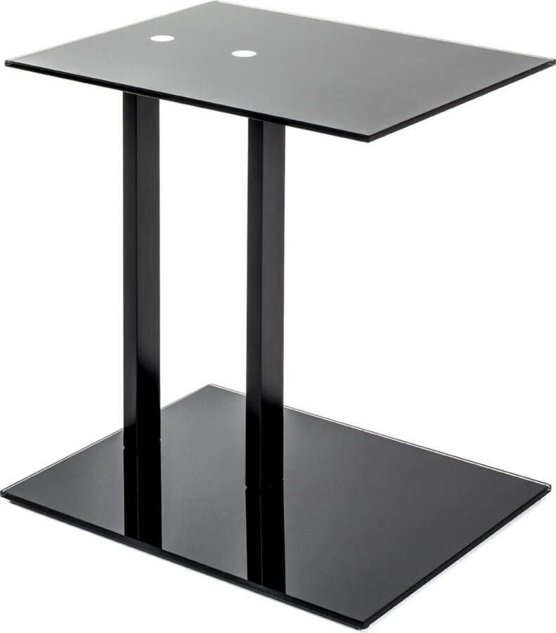 HakuShop Bijzettafel gehard 8mm veiligheids glas ruim 7kg glazen bijzet tafel Strak stoer designer tafel op krasvrije voetjes |45x35x50cm