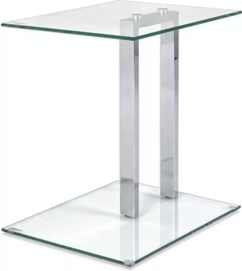 HakuShop Bijzettafel gehard 8mm veiligheids glas ruim 7kg glazen bijzet tafel Strak stoer designer tafel op krasvrije voetjes |45x35x50cm