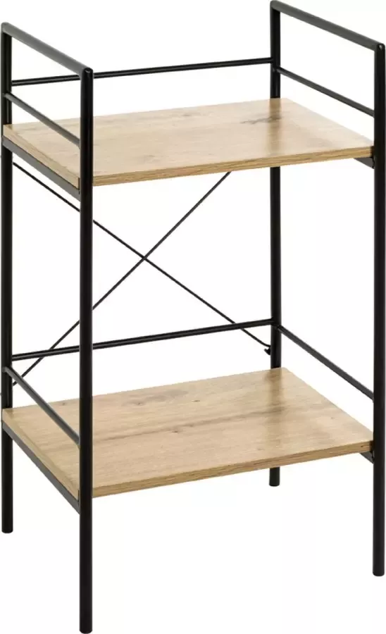 HK-Shop Bijzettafel – MDF en staal in houtoptiek – Rechthoekig design – 34 cm breed 27 cm diep 62 cm hoog
