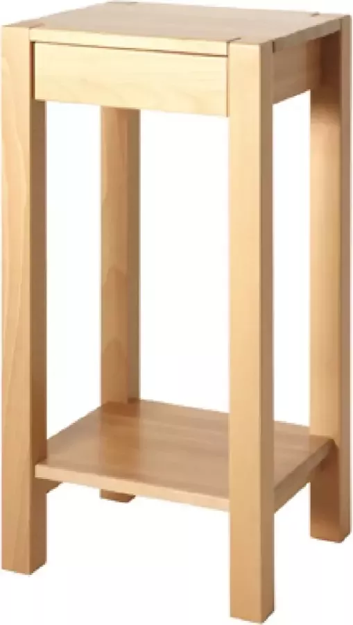 HakuShop Bijzettafel Naturel Beuken Massief hout Met lade 37x33x73
