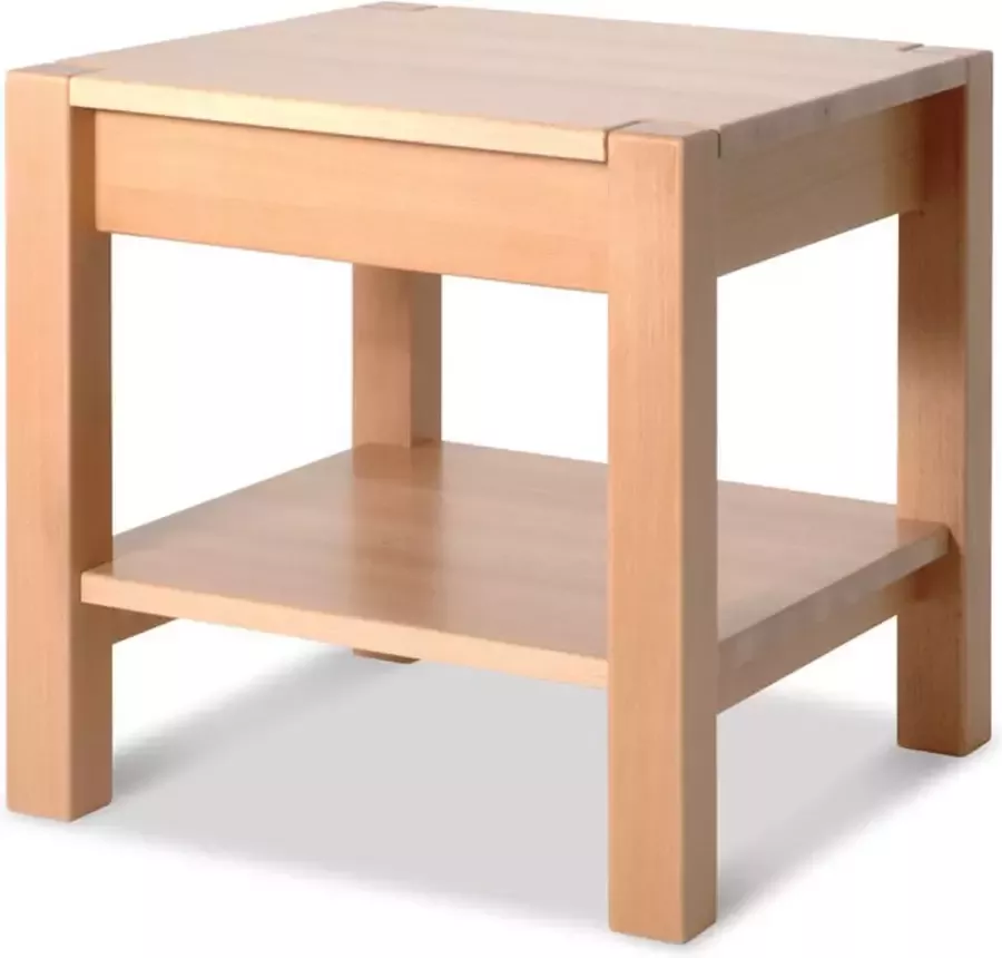 HakuShop Bijzettafel Naturel Beuken Massief hout Met lade 43x43x45
