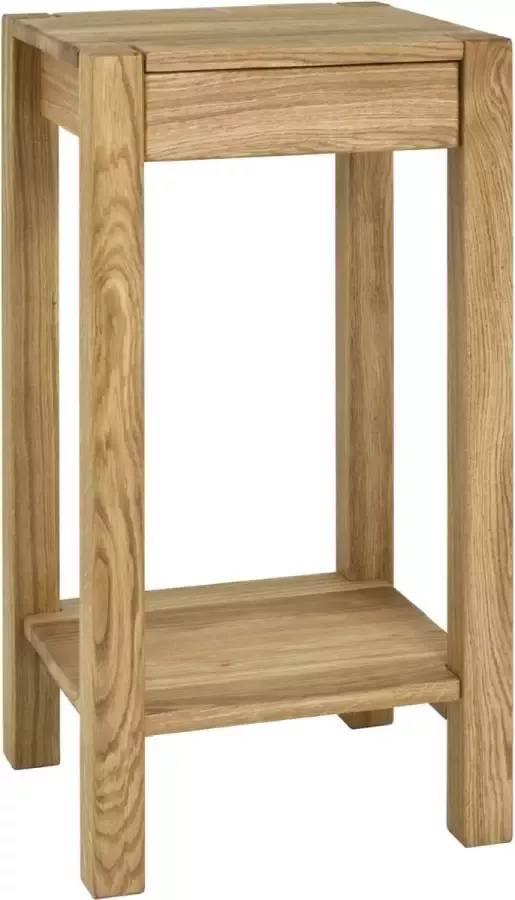 HakuShop Bijzettafel Naturel Eikenhout Massief hout Met lade 37x33x73