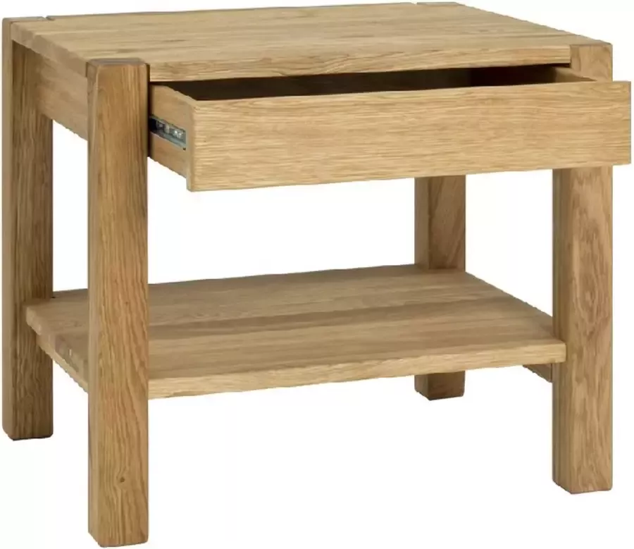HakuShop Bijzettafel Naturel Eikenhout Massief hout Met lade 50x40x45