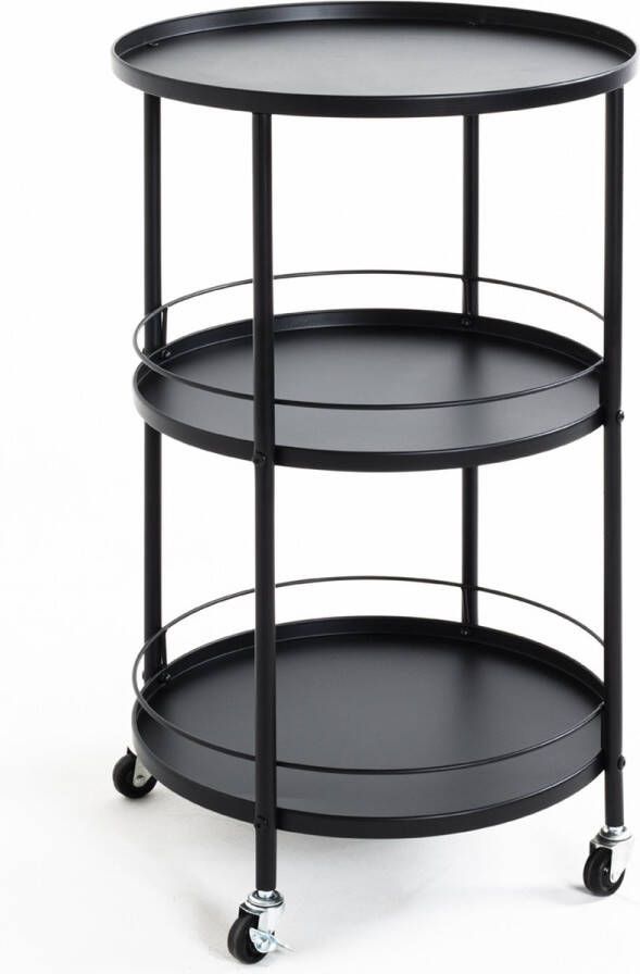 HakuShop Bijzettafel op wieltjes Industrieel look 45x45x75cm Zwart - Foto 2